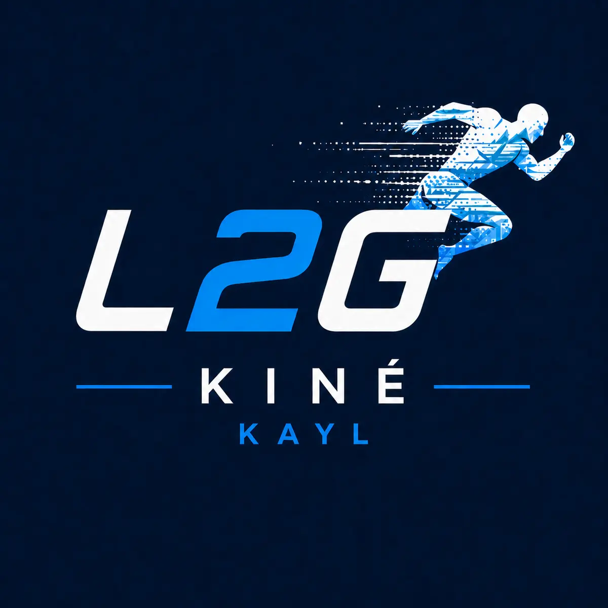 Logo L2G Kiné Kayl — silhouette d’un sprinteur en mouvement